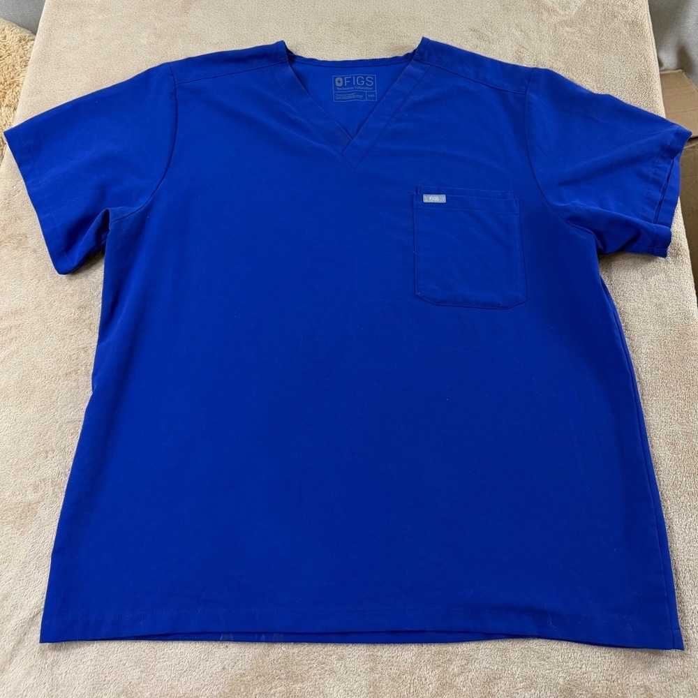 FIGS Technical Collection Leon Pocket Scrub Top Mens Size XXL Royal Blue Stretch